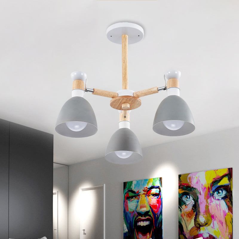 Chic Modern Hanging Pendant Lights with Dome 3 Bulbs Metal Hanging Lamp for Kid Bedroom Clearhalo 'Ceiling Lights' 'Chandeliers' Lighting' options 191032