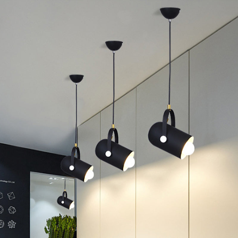 1-Light Clothing Store Pendant Lighting Macaron Blue/Pink/Black Handled Suspension Light with Cloche Aluminum Shade Clearhalo 'Ceiling Lights' 'Pendant Lights' 'Pendants' Lighting' 1910331