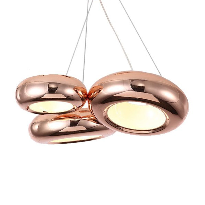 Donut Iron LED Ceiling Lamp Modern 1/3/5 Lights Black/Rose Gold Chandelier Pendant with Adjustable Cords Clearhalo 'Ceiling Lights' 'Chandeliers' 'Modern Chandeliers' 'Modern' Lighting' 1910451