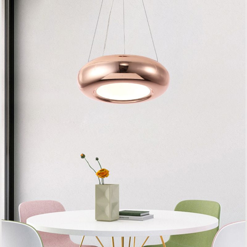 Donut Iron LED Ceiling Lamp Modern 1/3/5 Lights Black/Rose Gold Chandelier Pendant with Adjustable Cords Clearhalo 'Ceiling Lights' 'Chandeliers' 'Modern Chandeliers' 'Modern' Lighting' 1910453