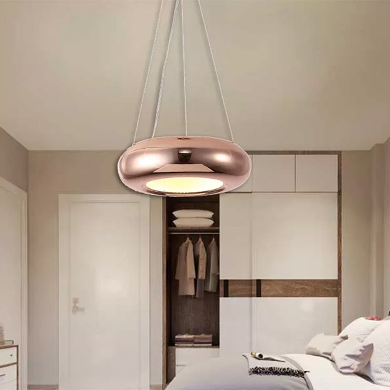 Donut Iron LED Ceiling Lamp Modern 1/3/5 Lights Black/Rose Gold Chandelier Pendant with Adjustable Cords Clearhalo 'Ceiling Lights' 'Chandeliers' 'Modern Chandeliers' 'Modern' Lighting' 1910454