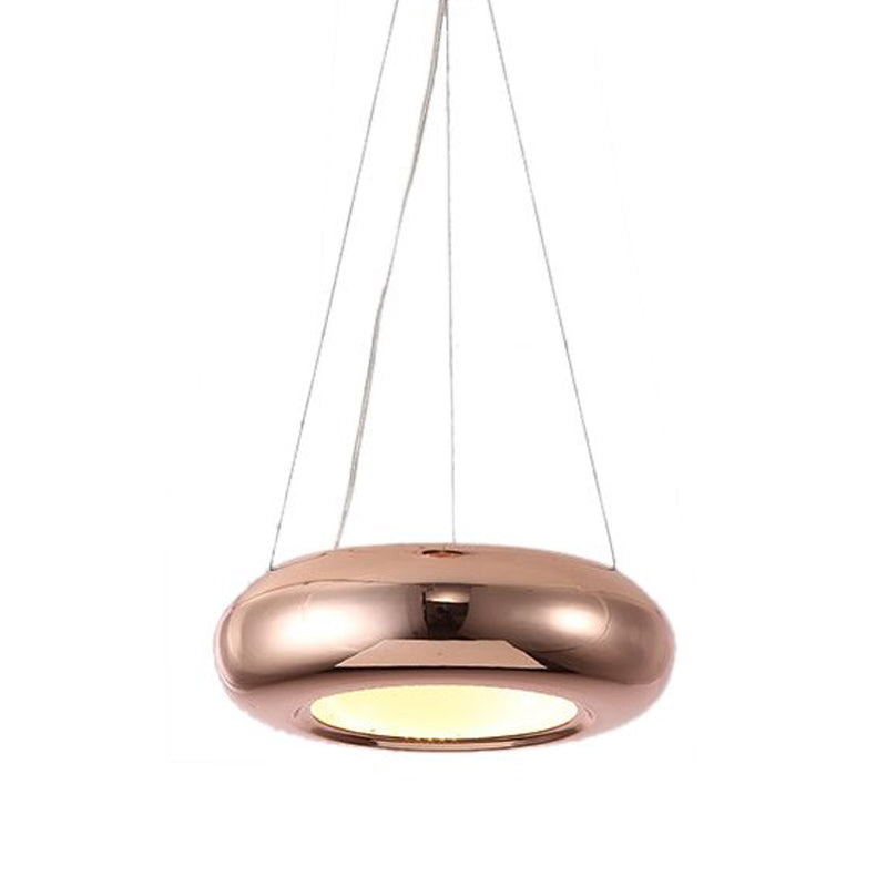 Donut Iron LED Ceiling Lamp Modern 1/3/5 Lights Black/Rose Gold Chandelier Pendant with Adjustable Cords Clearhalo 'Ceiling Lights' 'Chandeliers' 'Modern Chandeliers' 'Modern' Lighting' 1910455