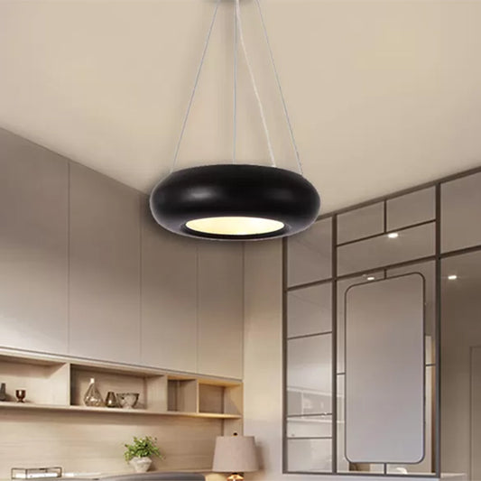 Donut Iron LED Ceiling Lamp Modern 1/3/5 Lights Black/Rose Gold Chandelier Pendant with Adjustable Cords Clearhalo 'Ceiling Lights' 'Chandeliers' 'Modern Chandeliers' 'Modern' Lighting' 1910457