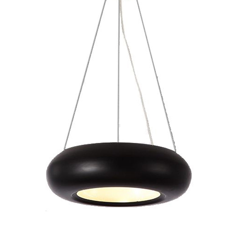 Donut Iron LED Ceiling Lamp Modern 1/3/5 Lights Black/Rose Gold Chandelier Pendant with Adjustable Cords Clearhalo 'Ceiling Lights' 'Chandeliers' 'Modern Chandeliers' 'Modern' Lighting' 1910460