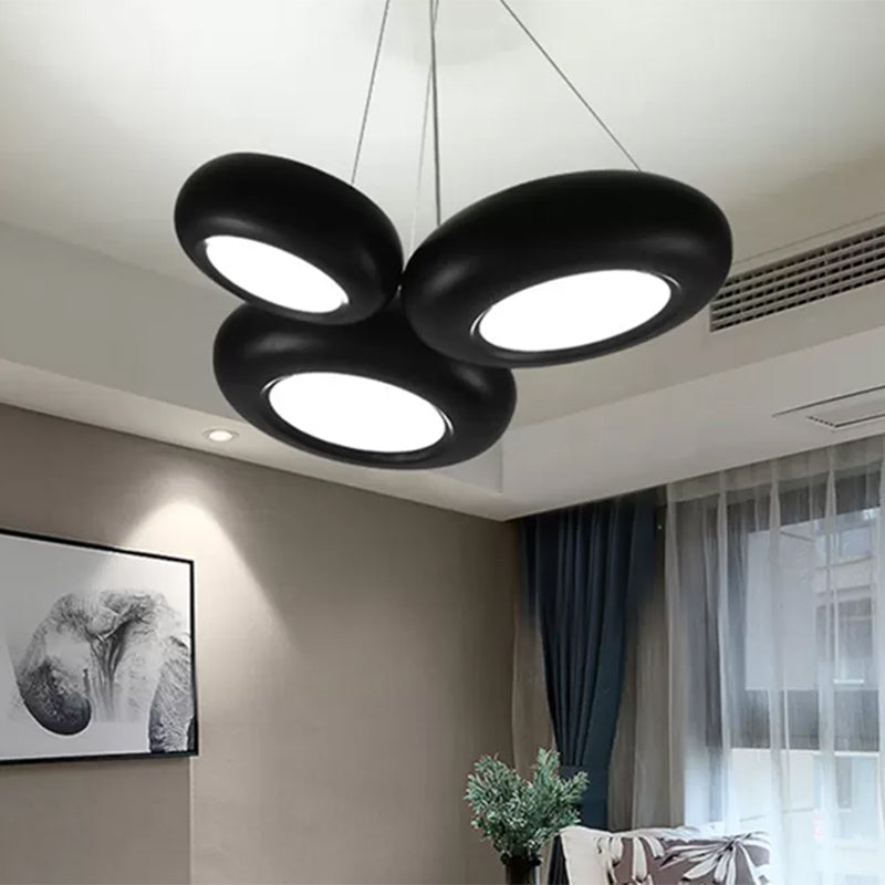 Donut Iron LED Ceiling Lamp Modern 1/3/5 Lights Black/Rose Gold Chandelier Pendant with Adjustable Cords Clearhalo 'Ceiling Lights' 'Chandeliers' 'Modern Chandeliers' 'Modern' Lighting' 1910461