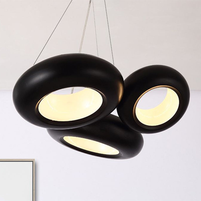 Donut Iron LED Ceiling Lamp Modern 1/3/5 Lights Black/Rose Gold Chandelier Pendant with Adjustable Cords Clearhalo 'Ceiling Lights' 'Chandeliers' 'Modern Chandeliers' 'Modern' Lighting' 1910463