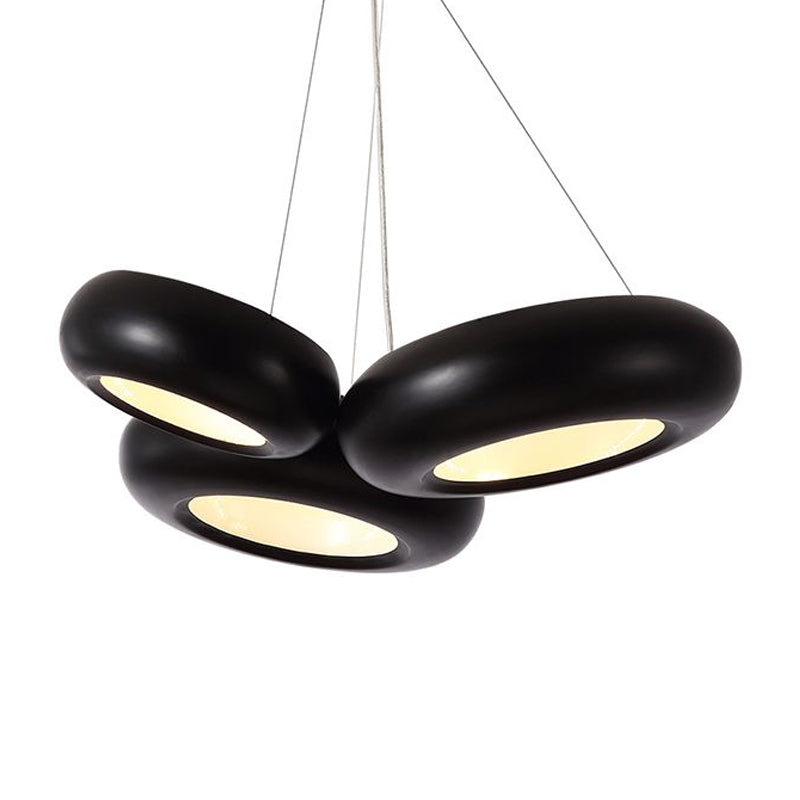 Donut Iron LED Ceiling Lamp Modern 1/3/5 Lights Black/Rose Gold Chandelier Pendant with Adjustable Cords Clearhalo 'Ceiling Lights' 'Chandeliers' 'Modern Chandeliers' 'Modern' Lighting' 1910464