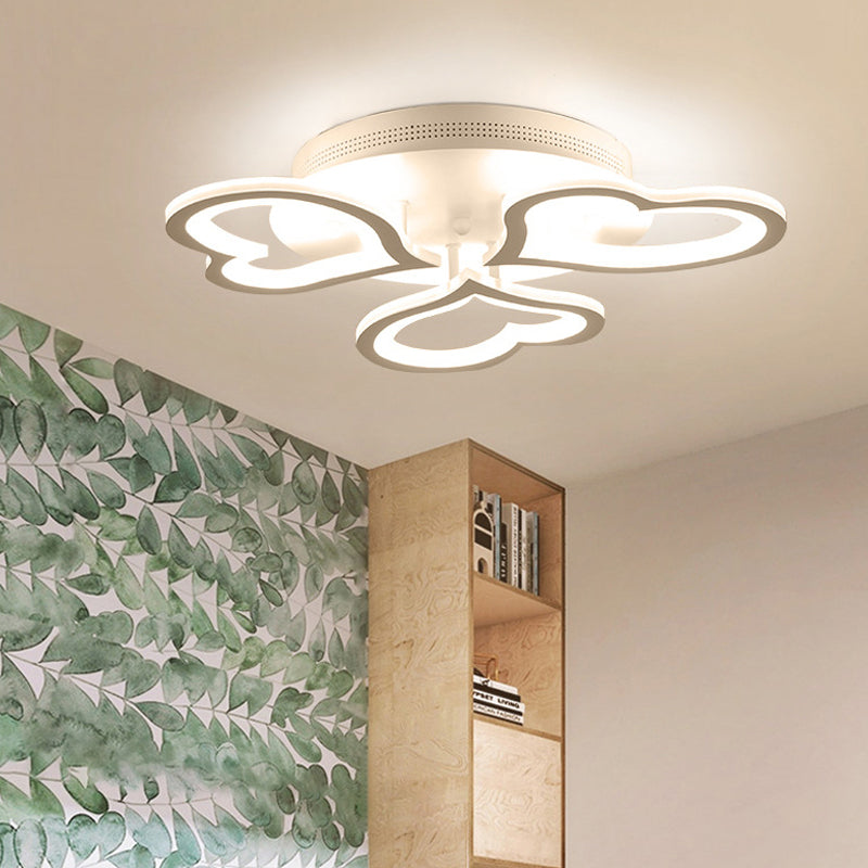 Acrylic Loving-Heart LED Ceiling Mount Light Contemporary Ceiling Lamp in White for Game Room 3 White Clearhalo 'Ceiling Lights' 'Close To Ceiling Lights' 'Close to ceiling' 'Semi-flushmount' Lighting' 191072