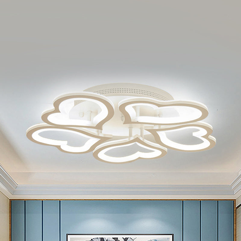 Acrylic Loving-Heart LED Ceiling Mount Light Contemporary Ceiling Lamp in White for Game Room 5 White Clearhalo 'Ceiling Lights' 'Close To Ceiling Lights' 'Close to ceiling' 'Semi-flushmount' Lighting' 191076