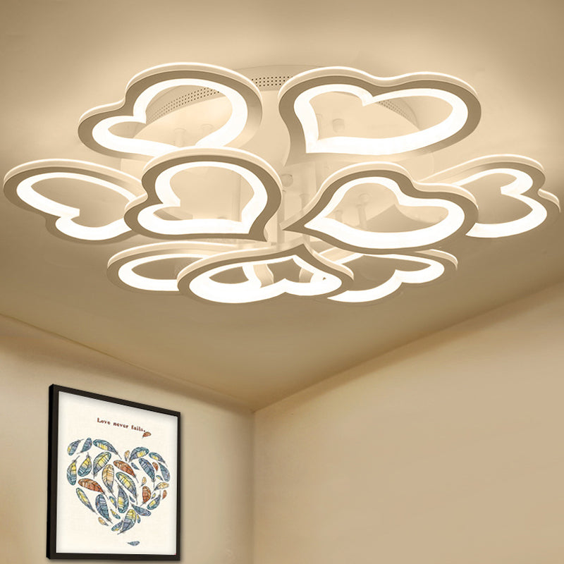 Acrylic Loving-Heart LED Ceiling Mount Light Contemporary Ceiling Lamp in White for Game Room 12 White Clearhalo 'Ceiling Lights' 'Close To Ceiling Lights' 'Close to ceiling' 'Semi-flushmount' Lighting' 191079