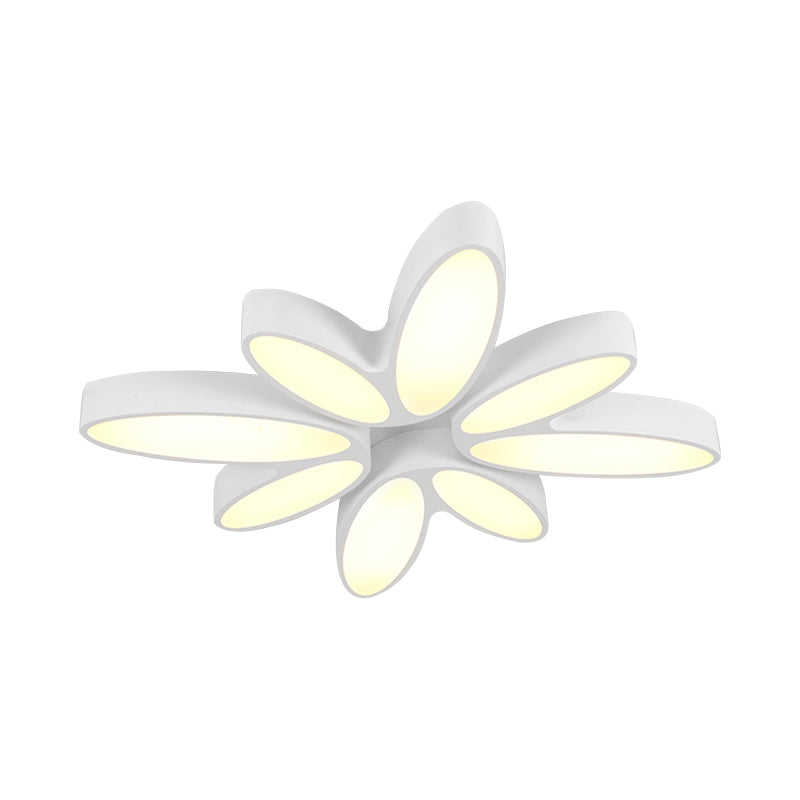 Blossom Child Bedroom Ceiling Mount Light Acrylic 8-Petal Creative Ceiling Lamp in White Clearhalo 'Ceiling Lights' 'Close To Ceiling Lights' 'Close to ceiling' 'Flush mount' Lighting' 191084