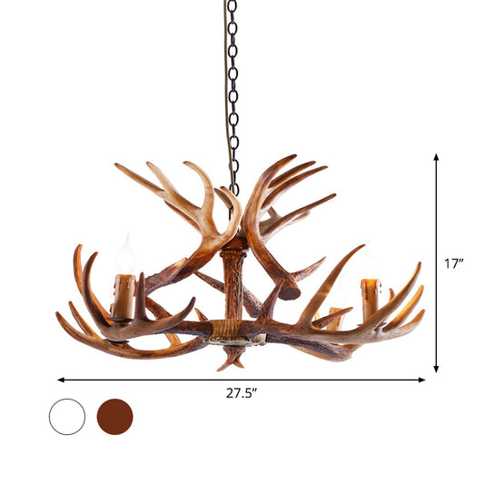 2-Layered Antler Resin Chandelier Rustic 3/6/8 Lights Living Room Pendant Lighting Fixture in White/Brown Clearhalo 'Ceiling Lights' 'Chandeliers' Lighting' options 1911019