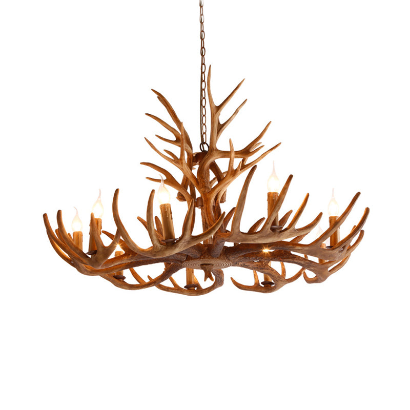 Resin Faux Antler Ceiling Chandelier Countryside 4/6/8 Heads Kitchen Hanging Lamp in Brown Clearhalo 'Ceiling Lights' 'Chandeliers' Lighting' options 1911039