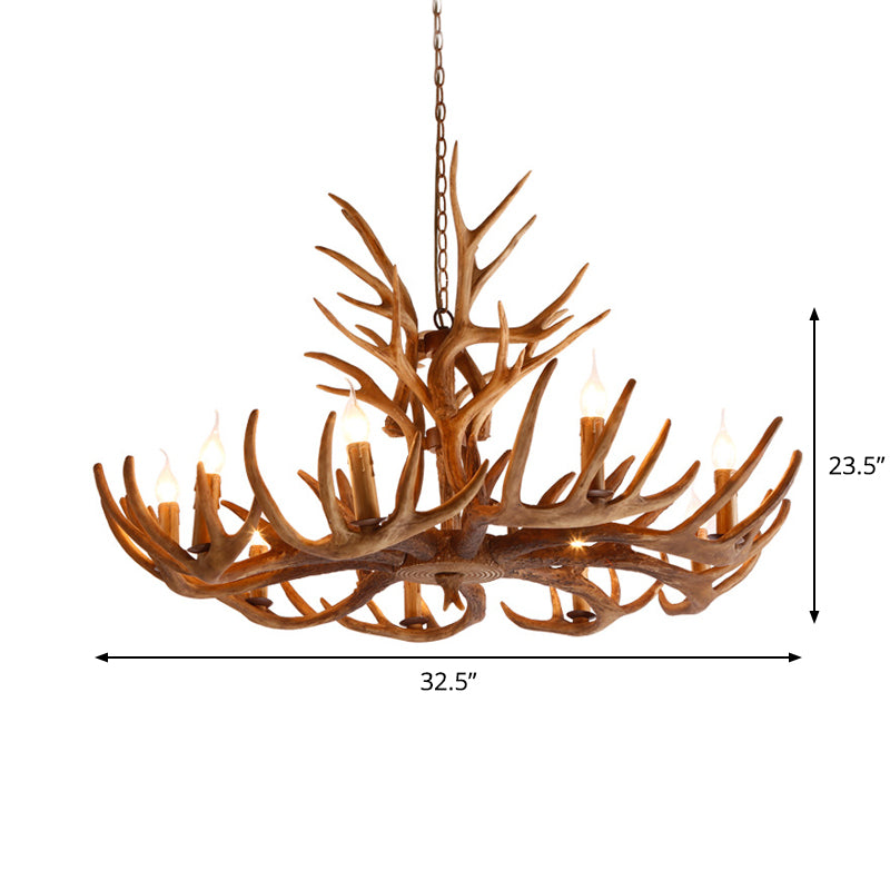 Resin Faux Antler Ceiling Chandelier Countryside 4/6/8 Heads Kitchen Hanging Lamp in Brown Clearhalo 'Ceiling Lights' 'Chandeliers' Lighting' options 1911040