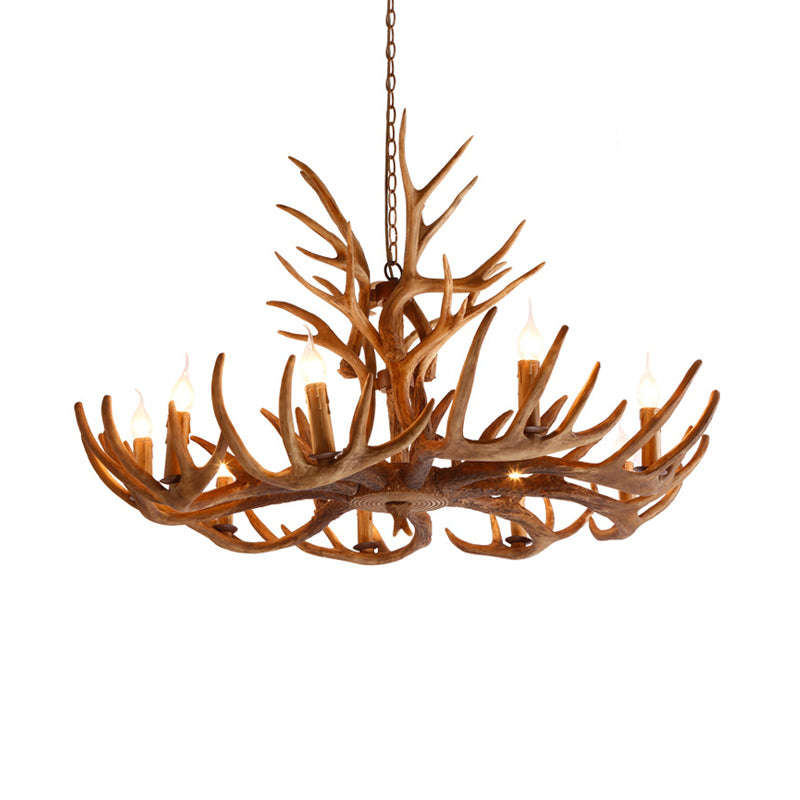 Resin Faux Antler Ceiling Chandelier Countryside 4/6/8 Heads Kitchen Hanging Lamp in Brown Clearhalo 'Ceiling Lights' 'Chandeliers' Lighting' options 1911041