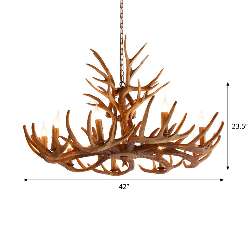 Resin Faux Antler Ceiling Chandelier Countryside 4/6/8 Heads Kitchen Hanging Lamp in Brown Clearhalo 'Ceiling Lights' 'Chandeliers' Lighting' options 1911042