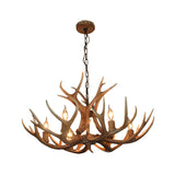 6-Bulb Antler Candelabra Chandelier Farmhouse Brown Resin Ceiling Suspension Lamp for Dining Room Clearhalo 'Ceiling Lights' 'Chandeliers' Lighting' options 1911043