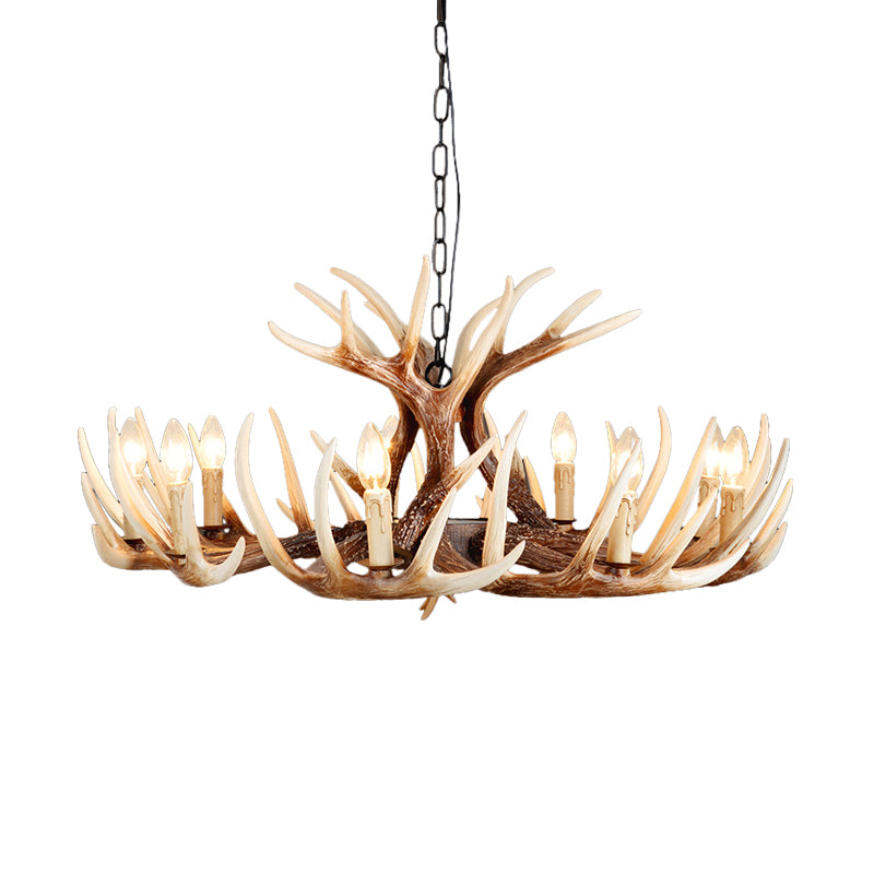 Resin Brown Chandelier Antler Fade-Look 4/6/9 Heads Rustic Suspension Pendant Light Clearhalo 'Ceiling Lights' 'Chandeliers' Lighting' options 1911062