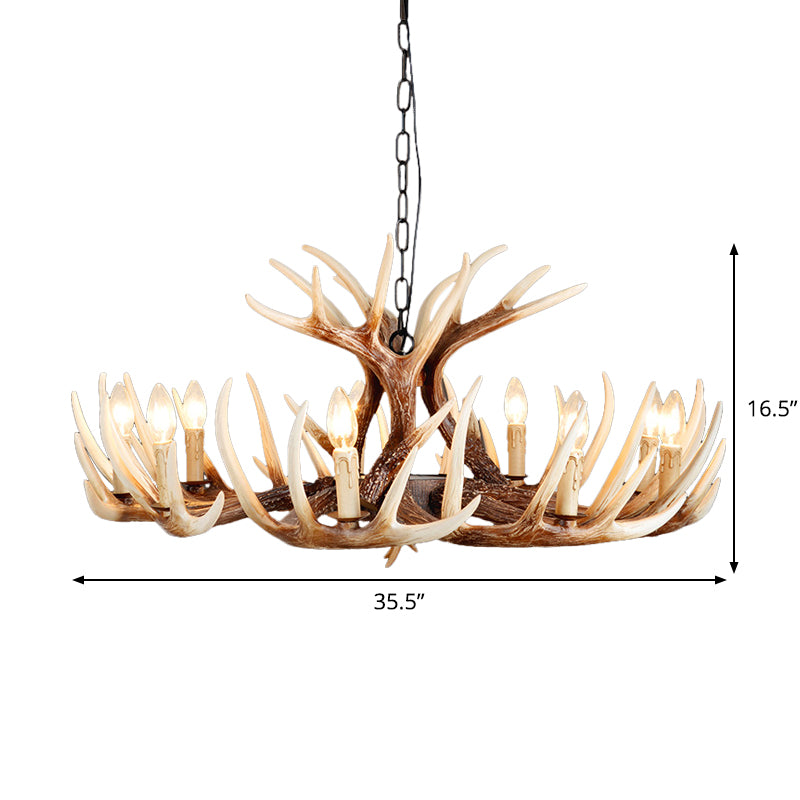 Resin Brown Chandelier Antler Fade-Look 4/6/9 Heads Rustic Suspension Pendant Light Clearhalo 'Ceiling Lights' 'Chandeliers' Lighting' options 1911064