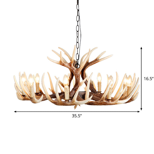 Resin Brown Chandelier Antler Fade-Look 4/6/9 Heads Rustic Suspension Pendant Light Clearhalo 'Ceiling Lights' 'Chandeliers' Lighting' options 1911064