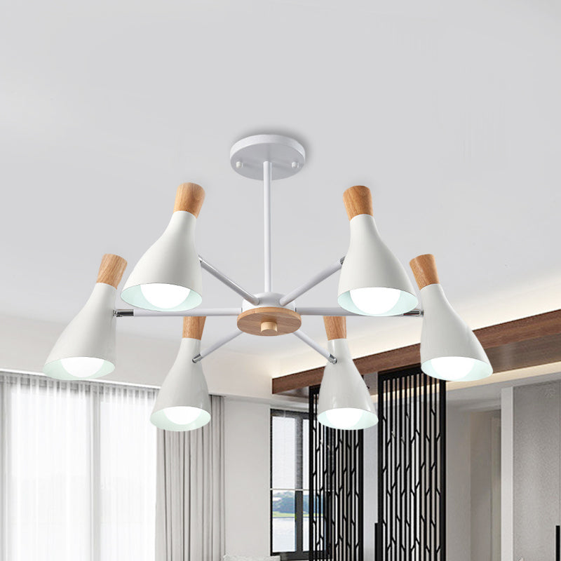 Cone Living Room Hanging Lights Metal 6 Bulbs Modern Style Chandelier Clearhalo 'Ceiling Lights' 'Chandeliers' Lighting' options 191123