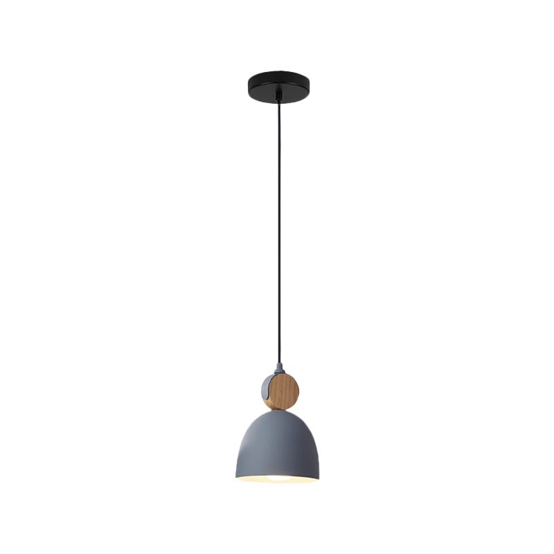 Iron Oval/Cone/Dome Shade Hanging Light Nordic Single Bulb Ceiling Pendant Lamp in Grey/White for Bedroom Clearhalo 'Ceiling Lights' 'Pendant Lights' 'Pendants' Lighting' 1911284