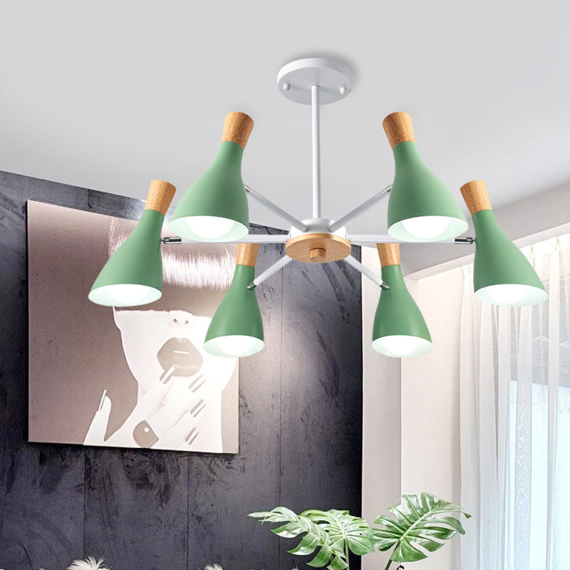 Cone Living Room Hanging Lights Metal 6 Bulbs Modern Style Chandelier Clearhalo 'Ceiling Lights' 'Chandeliers' Lighting' options 191129