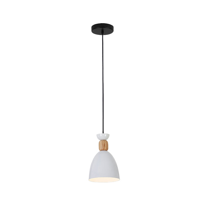 Iron Oval/Cone/Dome Shade Hanging Light Nordic Single Bulb Ceiling Pendant Lamp in Grey/White for Bedroom Clearhalo 'Ceiling Lights' 'Pendant Lights' 'Pendants' Lighting' 1911290