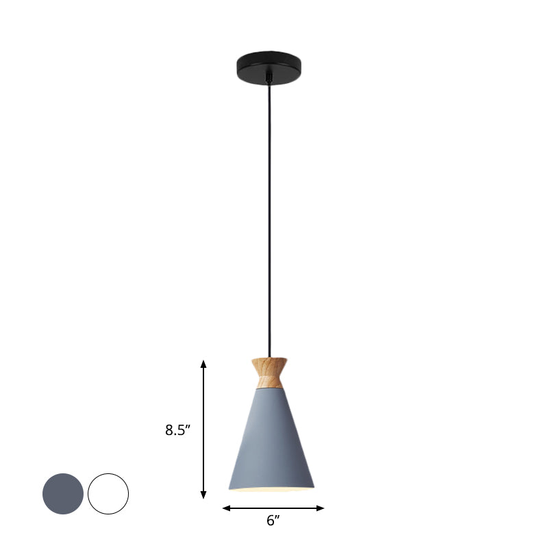 Iron Oval/Cone/Dome Shade Hanging Light Nordic Single Bulb Ceiling Pendant Lamp in Grey/White for Bedroom Clearhalo 'Ceiling Lights' 'Pendant Lights' 'Pendants' Lighting' 1911292