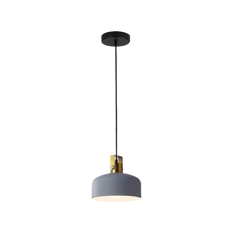 Iron Oval/Cone/Dome Shade Hanging Light Nordic Single Bulb Ceiling Pendant Lamp in Grey/White for Bedroom Clearhalo 'Ceiling Lights' 'Pendant Lights' 'Pendants' Lighting' 1911294