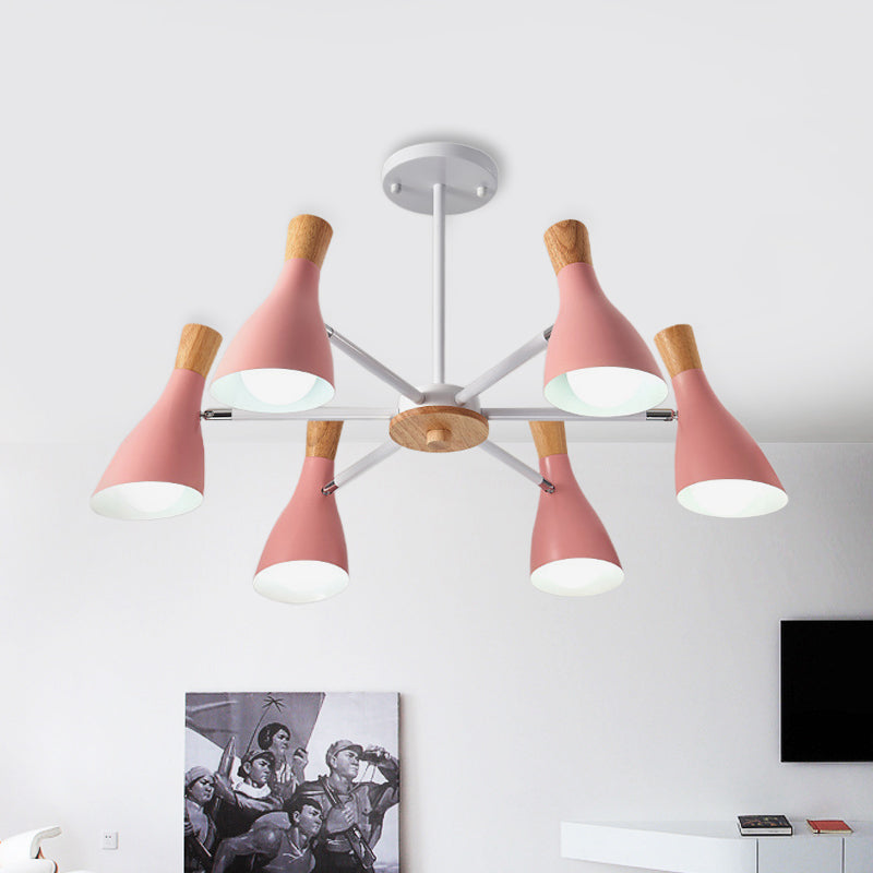 Cone Living Room Hanging Lights Metal 6 Bulbs Modern Style Chandelier Clearhalo 'Ceiling Lights' 'Chandeliers' Lighting' options 191132
