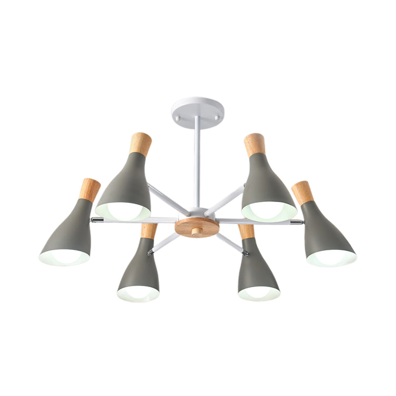 Cone Living Room Hanging Lights Metal 6 Bulbs Modern Style Chandelier Clearhalo 'Ceiling Lights' 'Chandeliers' Lighting' options 191136