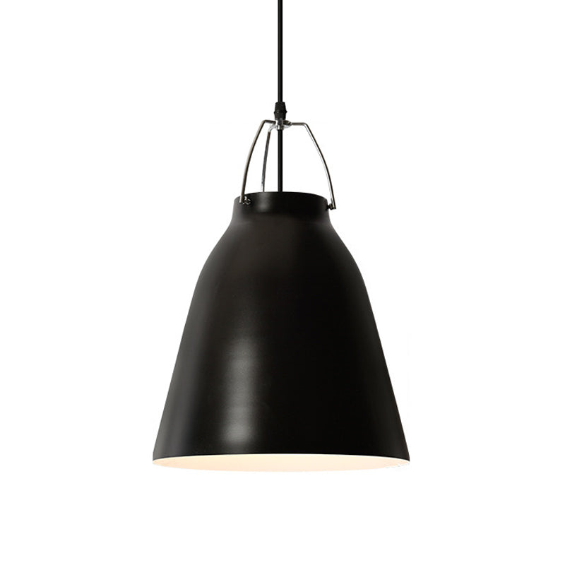 1-Bulb Restaurant Ceiling Hang Light Macaron Black/Pink/Blue Pendant Light with Bell Aluminum Shade Clearhalo 'Ceiling Lights' 'Pendant Lights' 'Pendants' Lighting' 1911382