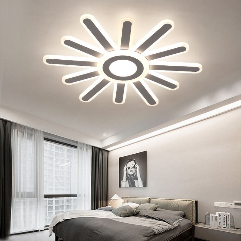 Modern Blazing Sun Flush Ceiling Light Acrylic LED Ceiling Lamp in White for Study Room Hallway White 23.5" Warm Clearhalo 'Ceiling Lights' 'Close To Ceiling Lights' 'Close to ceiling' 'Semi-flushmount' Lighting' 191141