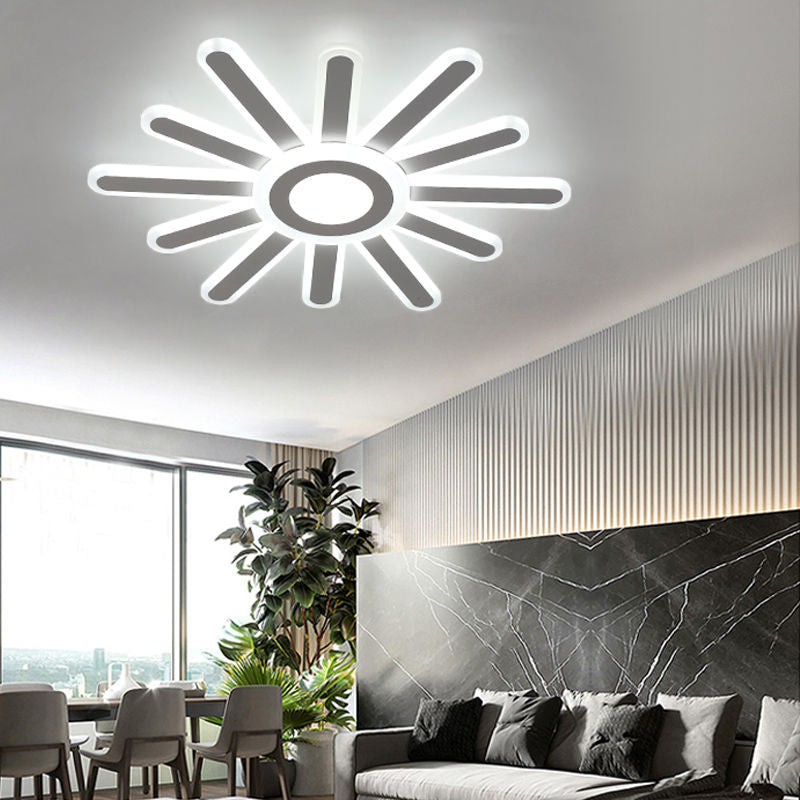 Modern Blazing Sun Flush Ceiling Light Acrylic LED Ceiling Lamp in White for Study Room Hallway White 23.5" Clearhalo 'Ceiling Lights' 'Close To Ceiling Lights' 'Close to ceiling' 'Semi-flushmount' Lighting' 191142