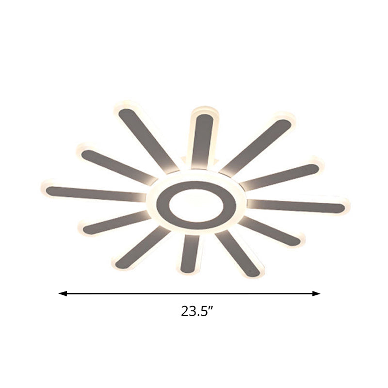 Modern Blazing Sun Flush Ceiling Light Acrylic LED Ceiling Lamp in White for Study Room Hallway Clearhalo 'Ceiling Lights' 'Close To Ceiling Lights' 'Close to ceiling' 'Semi-flushmount' Lighting' 191144