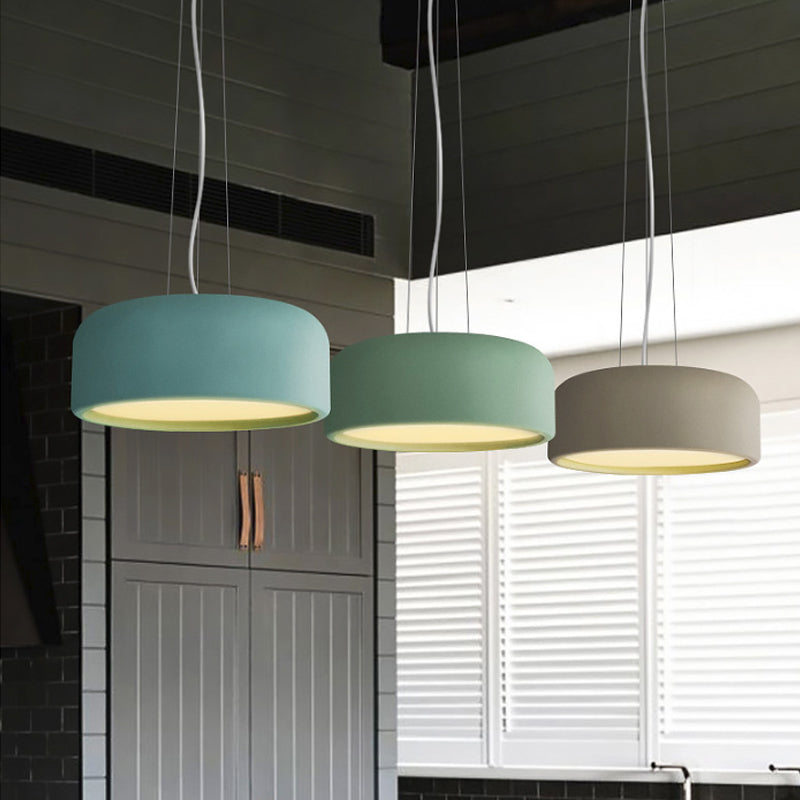 Aluminum Round Hanging Pendant Macaron Single-Bulb Green/Textured White/Blue Ceiling Suspension Lamp over Table Clearhalo 'Ceiling Lights' 'Pendant Lights' 'Pendants' Lighting' 1911440