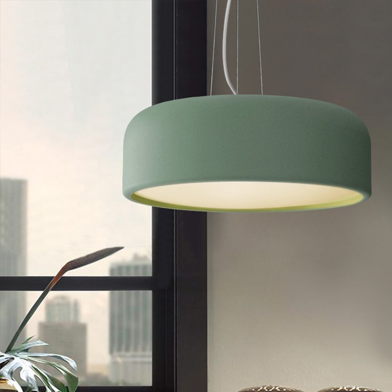 Aluminum Round Hanging Pendant Macaron Single-Bulb Green/Textured White/Blue Ceiling Suspension Lamp over Table Green Clearhalo 'Ceiling Lights' 'Pendant Lights' 'Pendants' Lighting' 1911448_0c0b9226-2139-4f6f-b73a-25df8d038c42