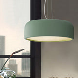 Aluminum Round Hanging Pendant Macaron Single-Bulb Green/Textured White/Blue Ceiling Suspension Lamp over Table Clearhalo 'Ceiling Lights' 'Pendant Lights' 'Pendants' Lighting' 1911448