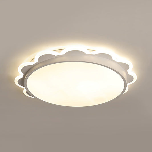 Simple Flat Flower Flush Ceiling Light Acrylic LED Ceiling Lamp in White for Kid Bedroom White Clearhalo 'Ceiling Lights' 'Close To Ceiling Lights' 'Close to ceiling' 'Flush mount' Lighting' 191145