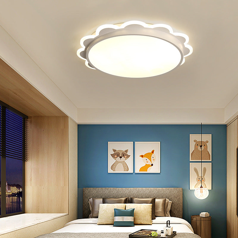 Simple Flat Flower Flush Ceiling Light Acrylic LED Ceiling Lamp in White for Kid Bedroom Clearhalo 'Ceiling Lights' 'Close To Ceiling Lights' 'Close to ceiling' 'Flush mount' Lighting' 191146