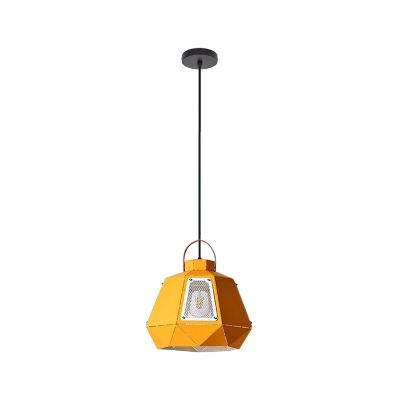 Macaron Laser-Cut Pot Pendant Light Kit Iron 1 Head Pink/Yellow/Blue Suspension Lighting with Mesh Screen Clearhalo 'Ceiling Lights' 'Pendant Lights' 'Pendants' Lighting' 1911465