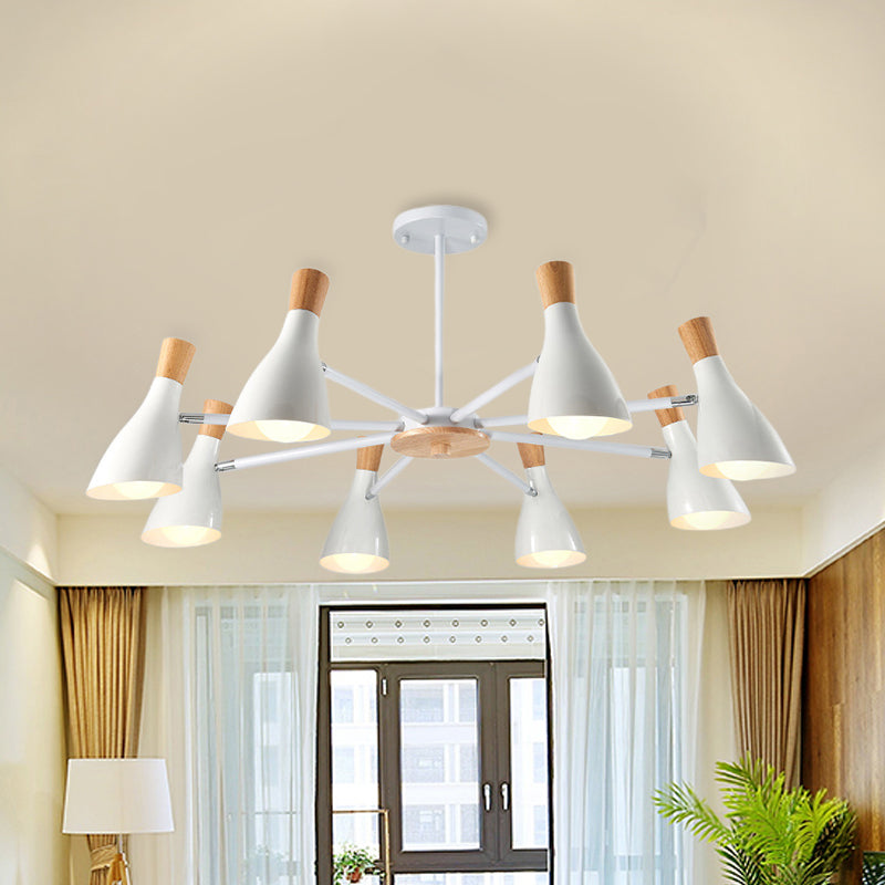 Simple Style Conical Shade Hanging Ceiling Lamp 8 Bulbs Metal Hanging Chandelier for Living Room Clearhalo 'Ceiling Lights' 'Chandeliers' Lighting' options 191151