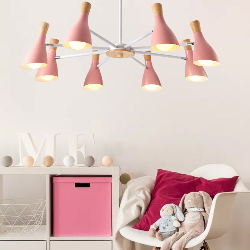 Simple Style Conical Shade Hanging Ceiling Lamp 8 Bulbs Metal Hanging Chandelier for Living Room Clearhalo 'Ceiling Lights' 'Chandeliers' Lighting' options 191157