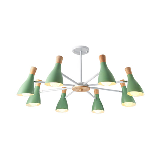 Simple Style Conical Shade Hanging Ceiling Lamp 8 Bulbs Metal Hanging Chandelier for Living Room Clearhalo 'Ceiling Lights' 'Chandeliers' Lighting' options 191161
