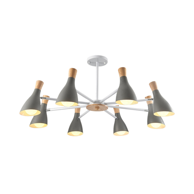 Simple Style Conical Shade Hanging Ceiling Lamp 8 Bulbs Metal Hanging Chandelier for Living Room Clearhalo 'Ceiling Lights' 'Chandeliers' Lighting' options 191164