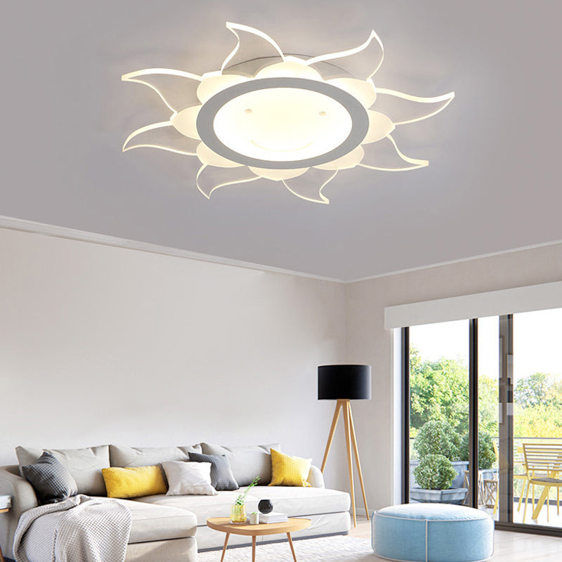 White Blazing Sun Ceiling Mount Light Modern Stylish Acrylic LED Ceiling Lamp for Dining Room White Warm Clearhalo 'Ceiling Lights' 'Close To Ceiling Lights' 'Close to ceiling' 'Glass shade' 'Glass' 'Pendant Lights' 'Semi-flushmount' Lighting' 191169