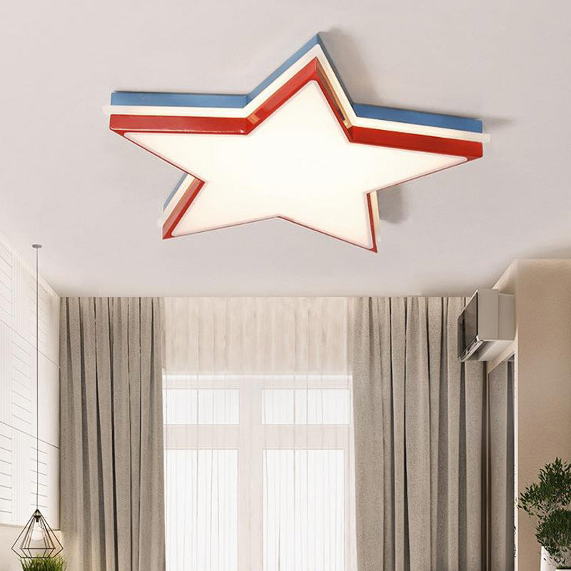 Slim Panel Star Flush Mount Light Kids Acrylic LED Ceiling Light in White for Boys Bedroom Red Warm Clearhalo 'Ceiling Lights' 'Close To Ceiling Lights' 'Close to ceiling' 'Flush mount' Lighting' 191181