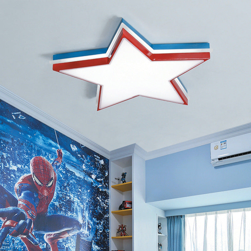 Slim Panel Star Flush Mount Light Kids Acrylic LED Ceiling Light in White for Boys Bedroom Red White Clearhalo 'Ceiling Lights' 'Close To Ceiling Lights' 'Close to ceiling' 'Flush mount' Lighting' 191182