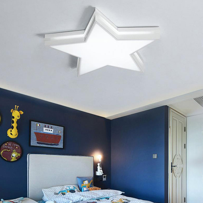 Slim Panel Star Flush Mount Light Kids Acrylic LED Ceiling Light in White for Boys Bedroom White White Clearhalo 'Ceiling Lights' 'Close To Ceiling Lights' 'Close to ceiling' 'Flush mount' Lighting' 191186